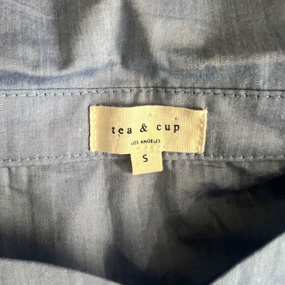 Tea & Cup Womens Blue Cold Shoulder Knot Back Long Sleeve Shirt Size Small - Picture 4 of 6